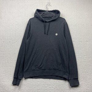 Y2K Element Sweatshirt Mens S Gray Pull over Hoodie Skateboard Minimalist Logo*